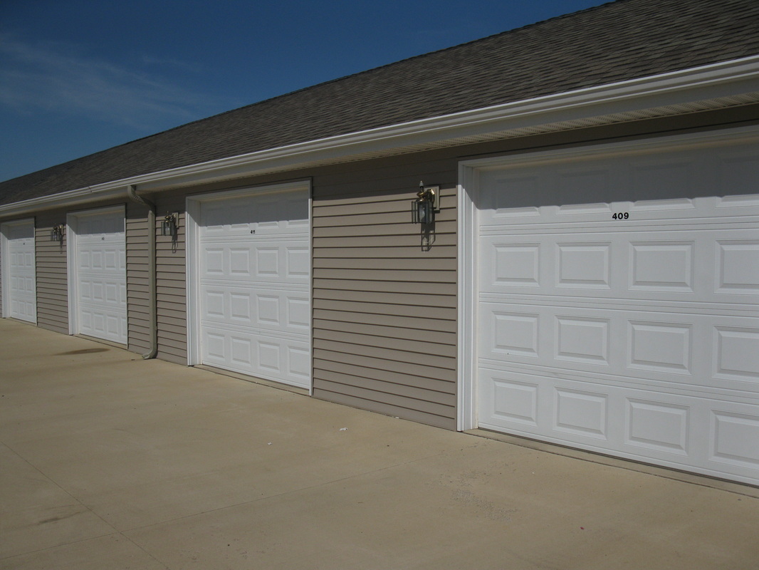 Garages outside of 400 Place Town homes