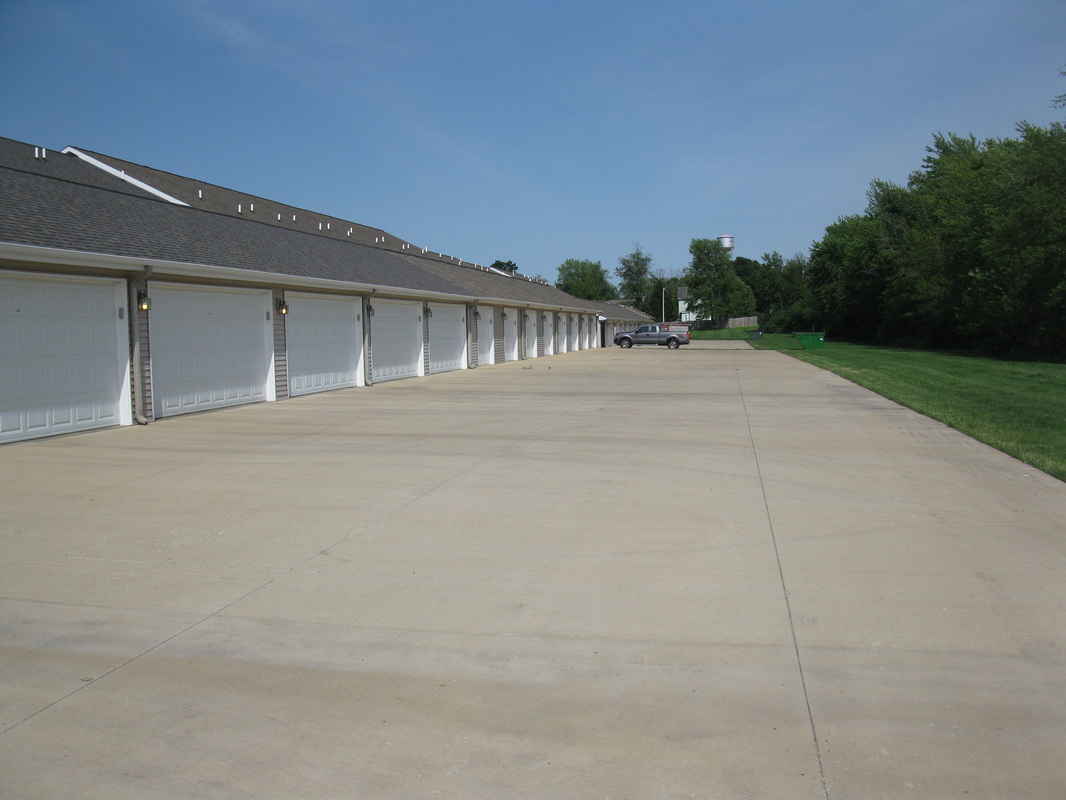 Garages outside of 500 Place 3 bedroom town homes